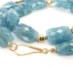 Collana di perline con acquamarina e accenti in oro 18k, 21 pollici