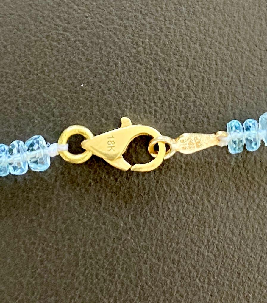 Aquamarine Beads 14 Karat Yellow Gold Diamond Spacers 18 Karat Yellow Gold Clasp In New Condition For Sale In New York, NY