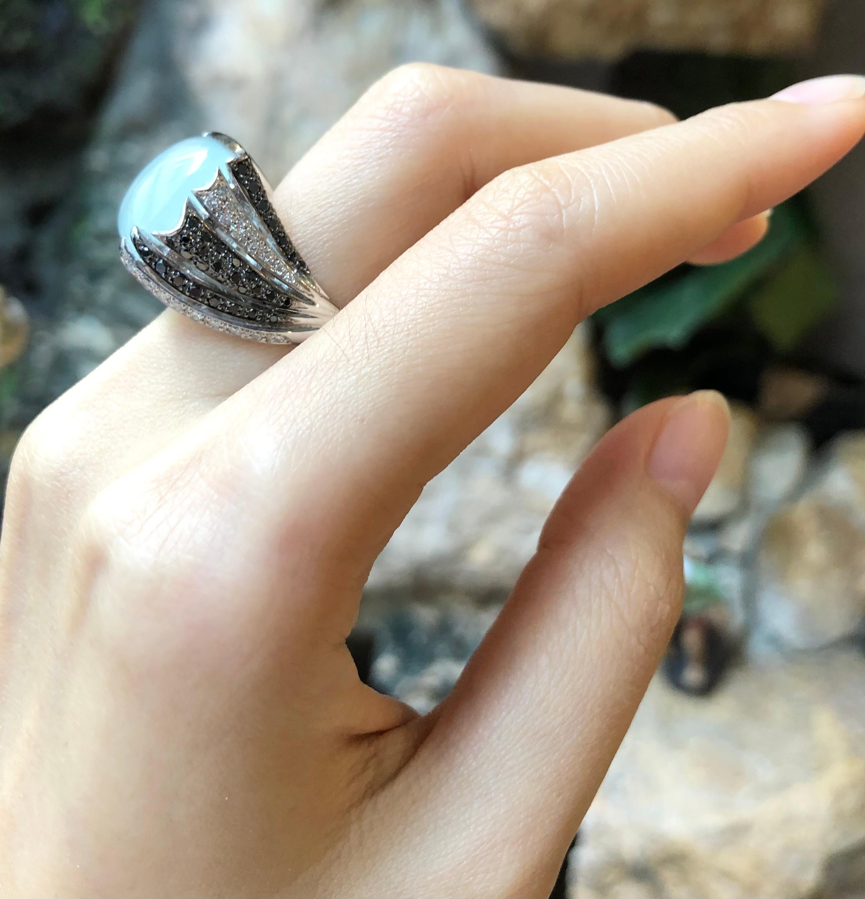 black diamond and aquamarine ring