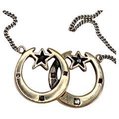 Aquamarine Black Diamond Necklace Moon Star Gold Pendant Silver Chain J Dauphin