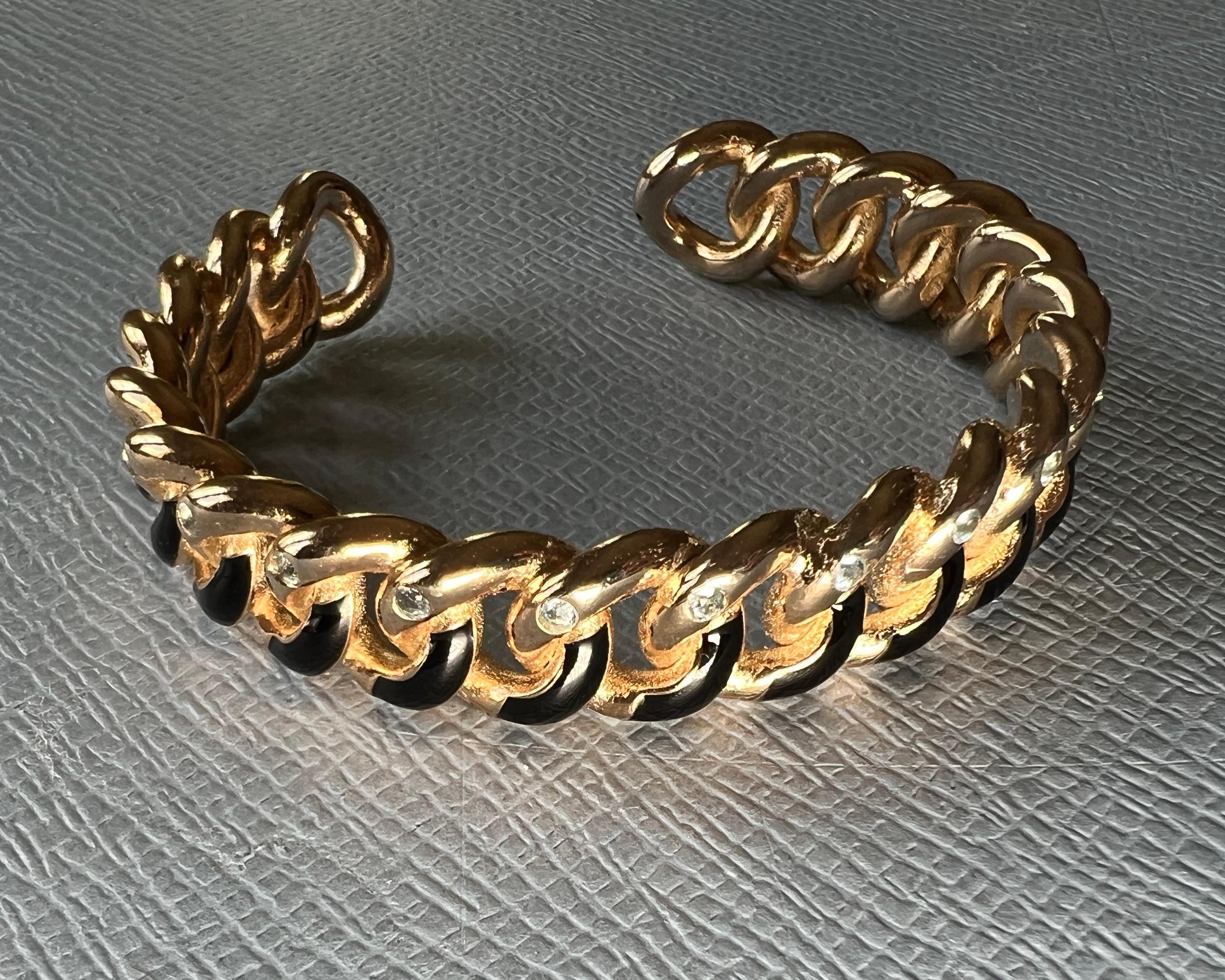 Bracciale con smalto nero e acquamarina in vendita 12