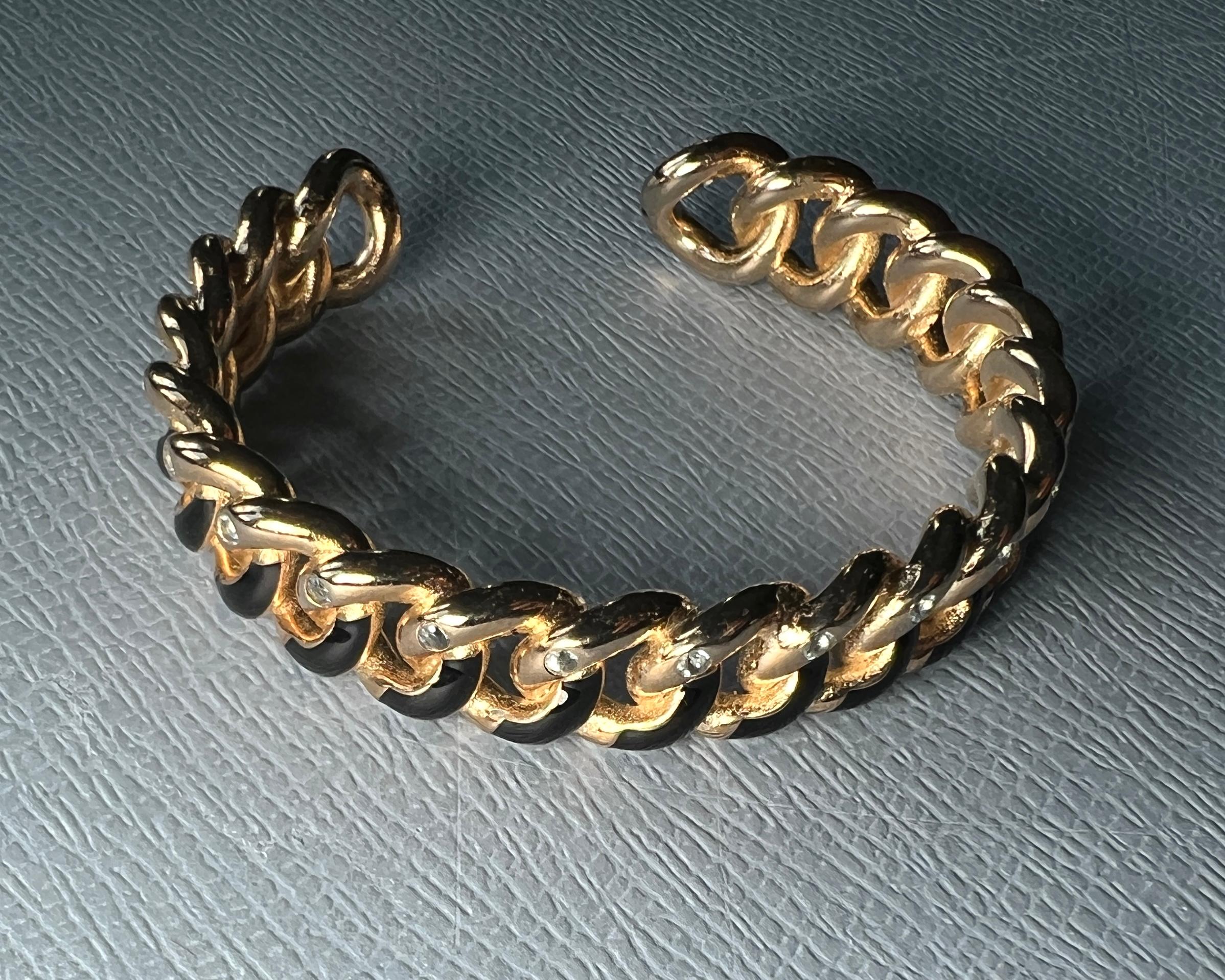 Bracciale con smalto nero e acquamarina in vendita 2