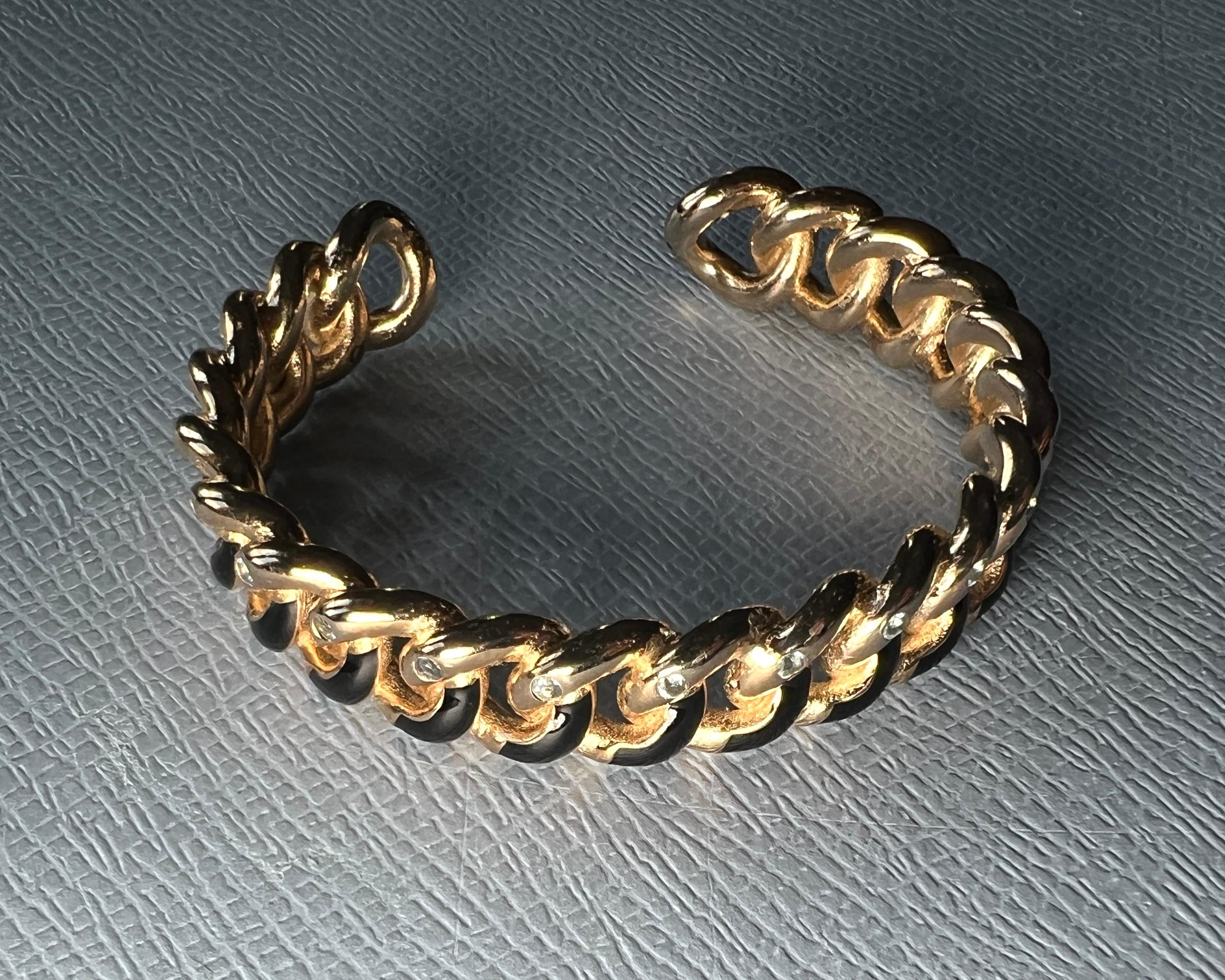 Bracciale con smalto nero e acquamarina in vendita 3