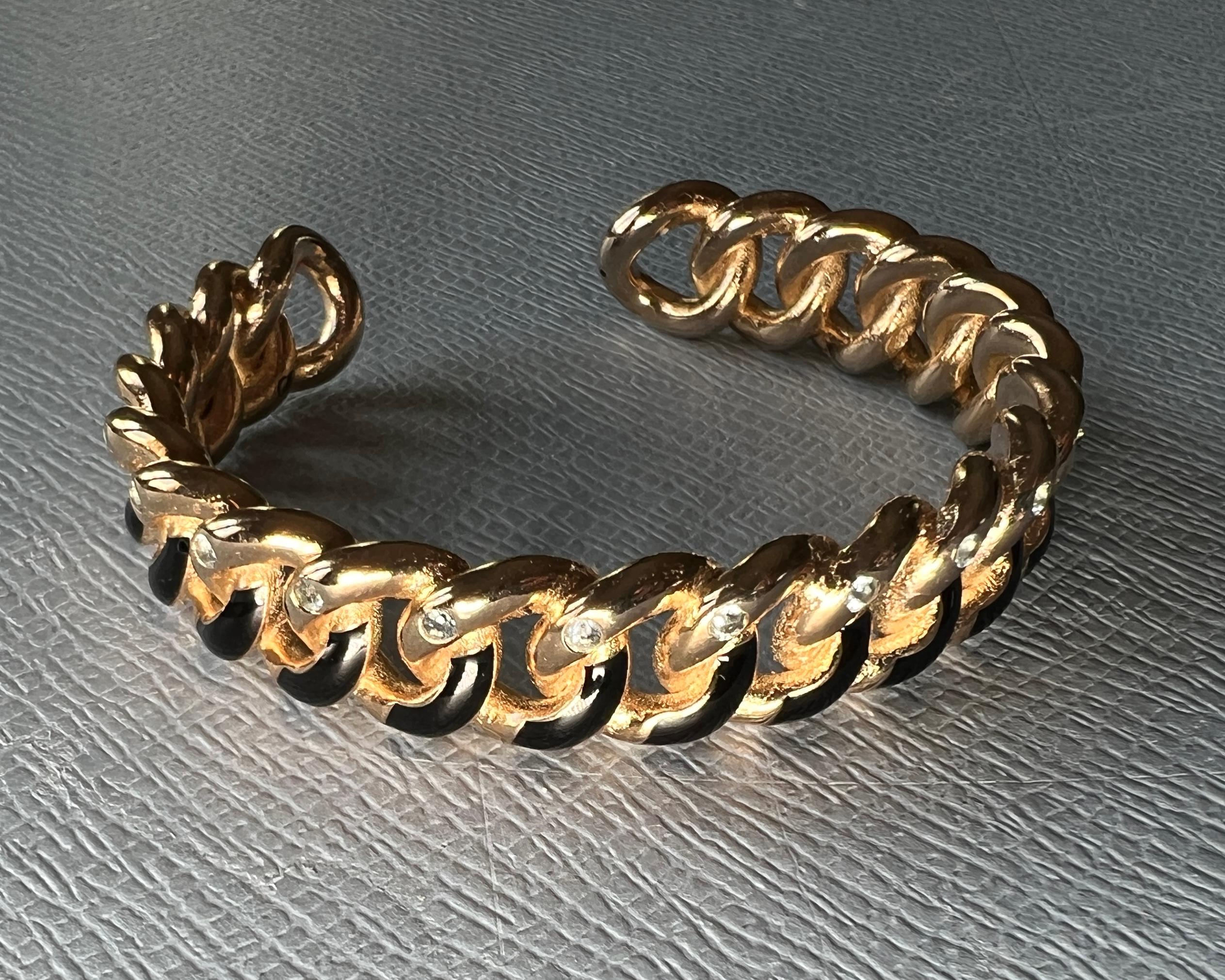 Bracciale con smalto nero e acquamarina in vendita 7