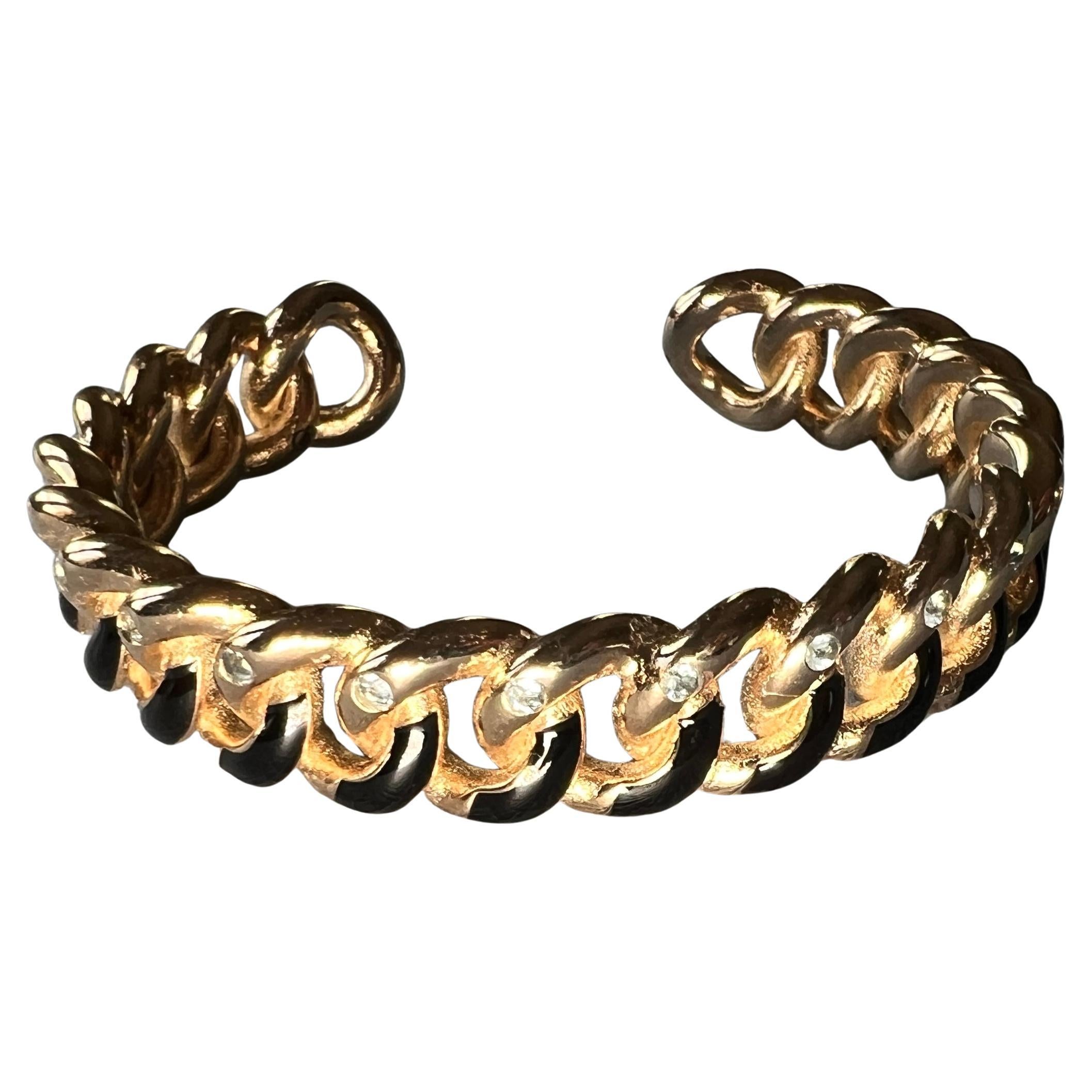 Bracciale con smalto nero e acquamarina