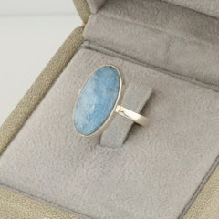 Aquamarine, blue  beryl silver ring