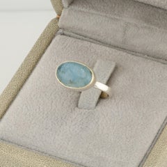 Aquamarine, blue  beryl silver ring
