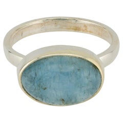 Aquamarine, blue  beryl silver ring