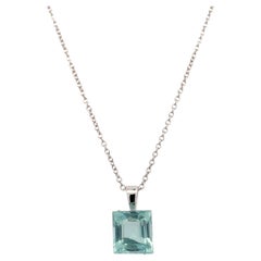 Aquamarin-Blauer Himmel-Halskette aus 18 Karat Weißgold