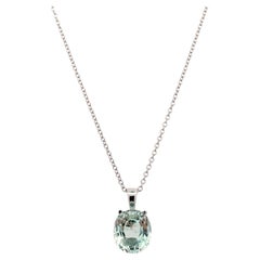 Aquamarine blue sky pendant necklace 18k white gold