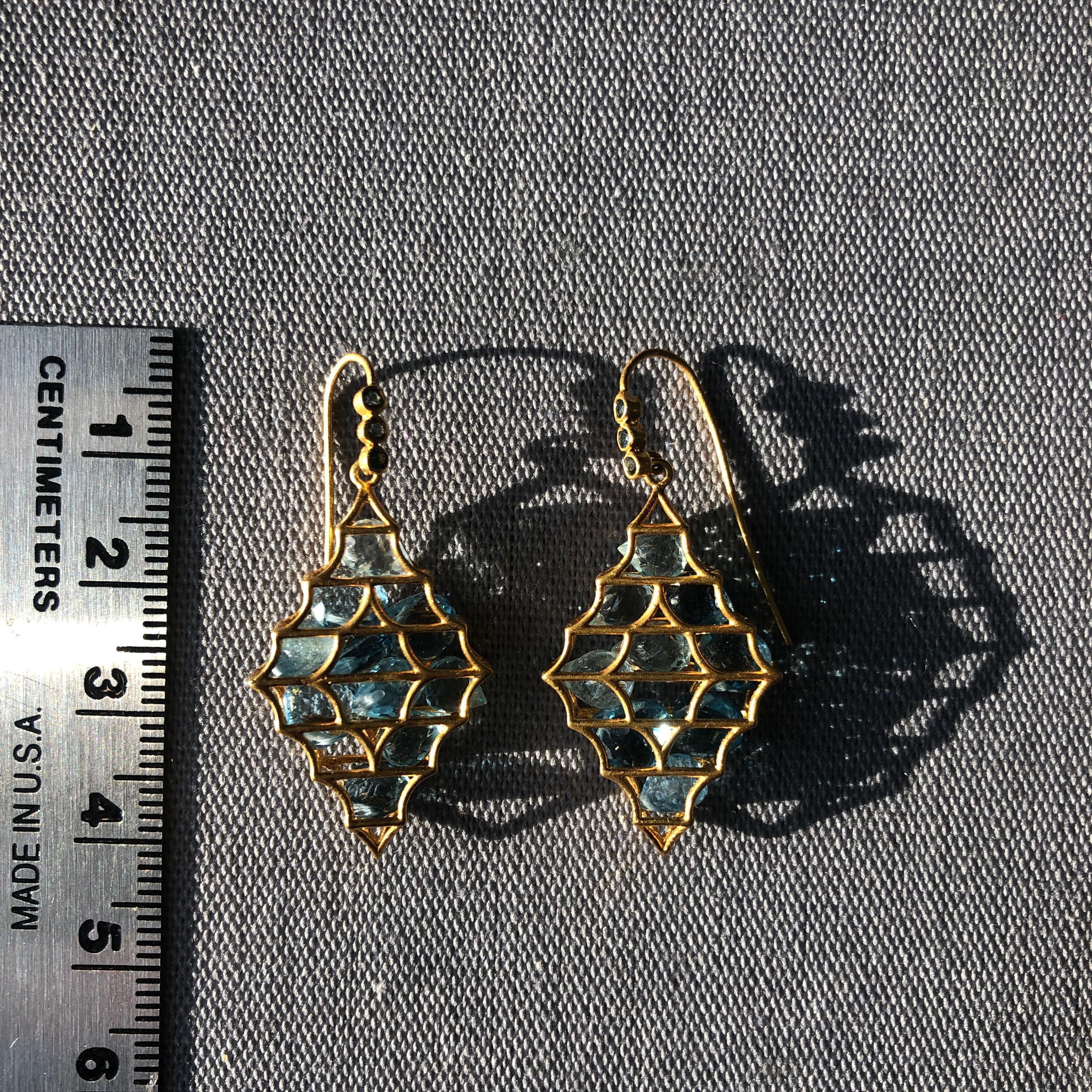 Aquamarine Blue Topaz Gold Earrings by Lauren Harper 2