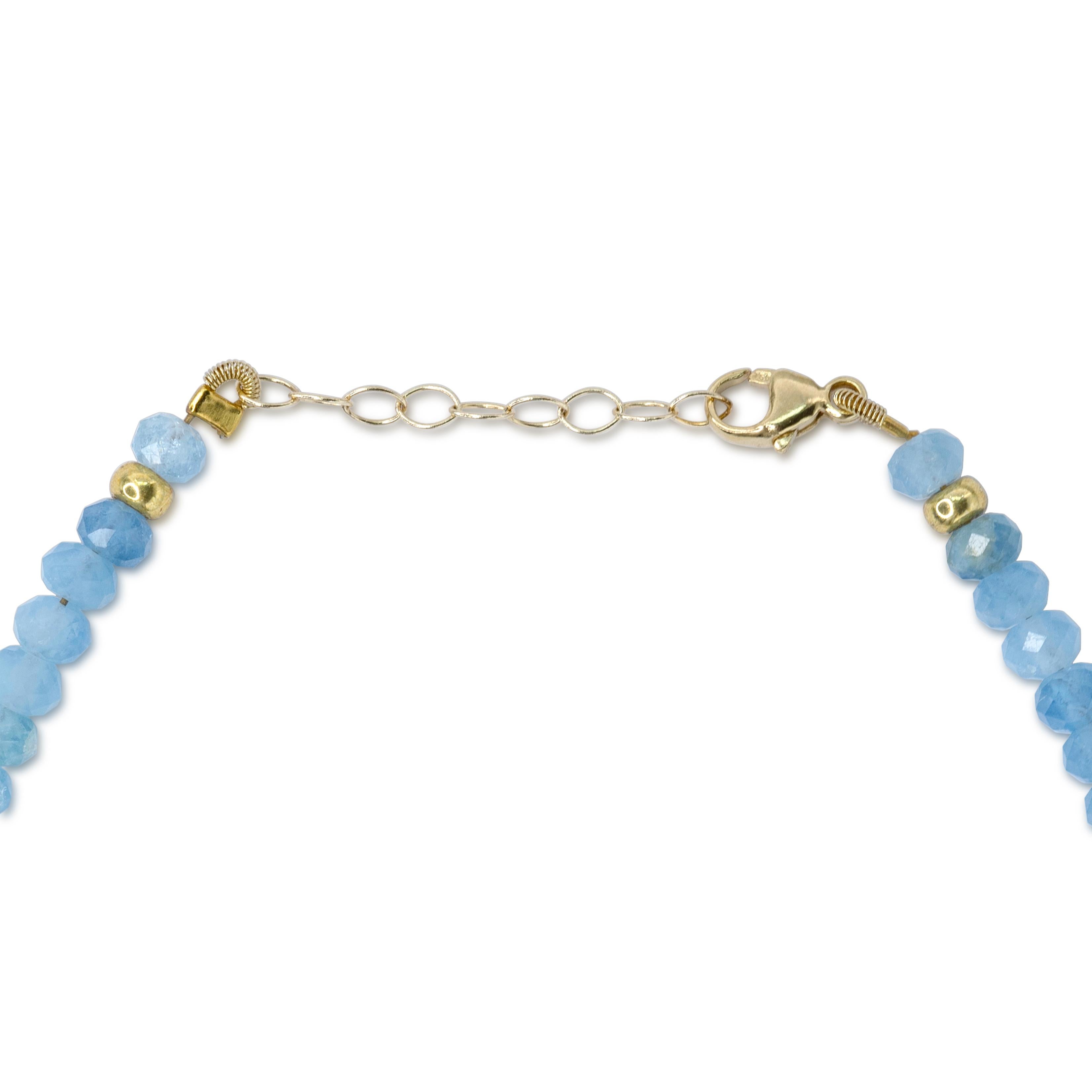 Bead Aquamarine Bracelet 14K Gold - by Bombyx House For Sale