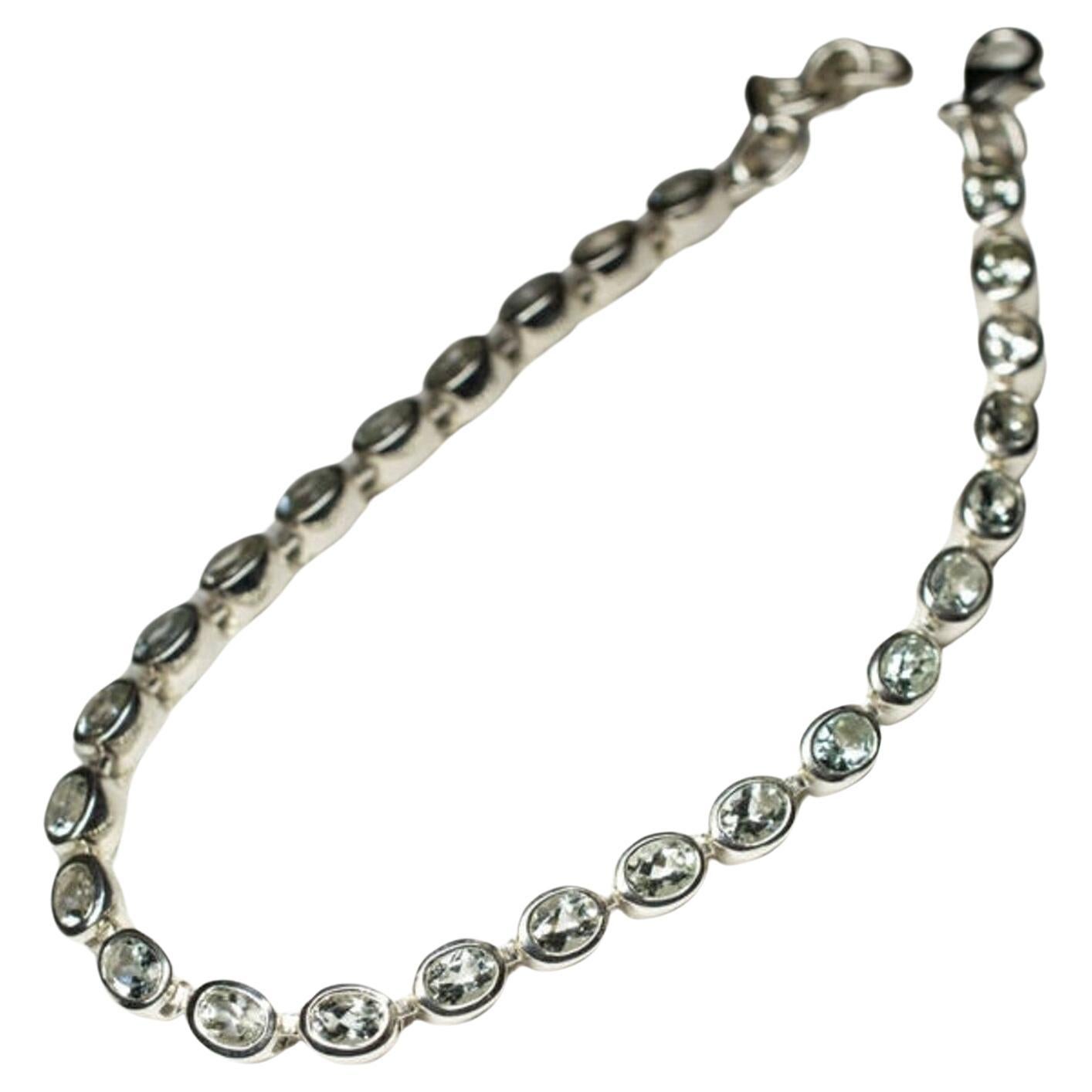 Aquamarine Bracelet Silver Natural Gemstone Blue Beryl gift for wife For Sale