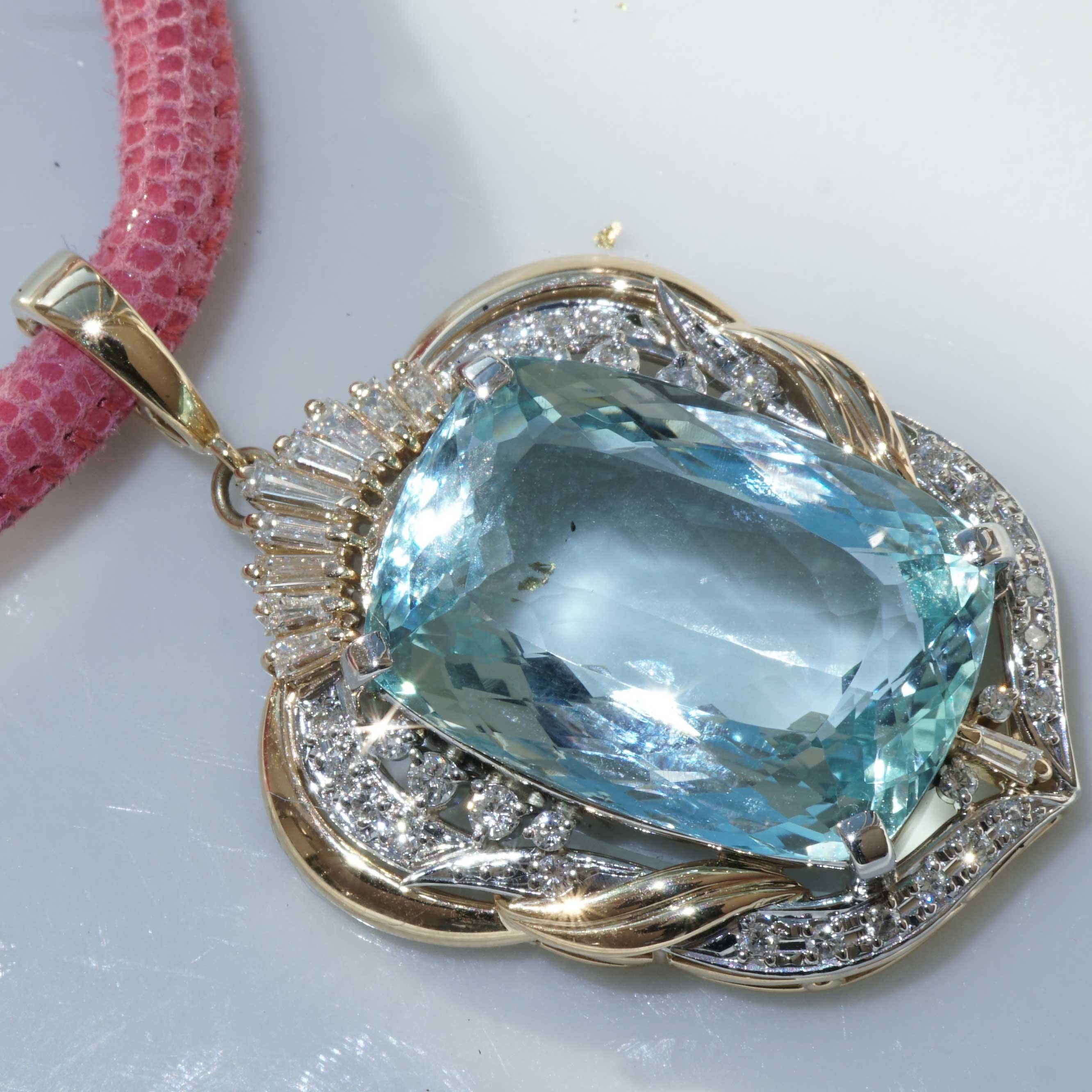 Pear Cut Aquamarine Brilliant Clip Pendant 24.5 0.83 ct this Color is rare and demanded For Sale