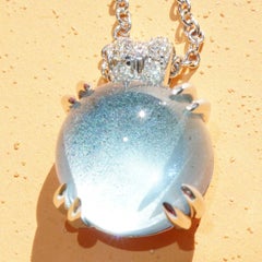 Aquamarine Brilliant Necklace with Chain sweet Bubbles made in Italy so unique