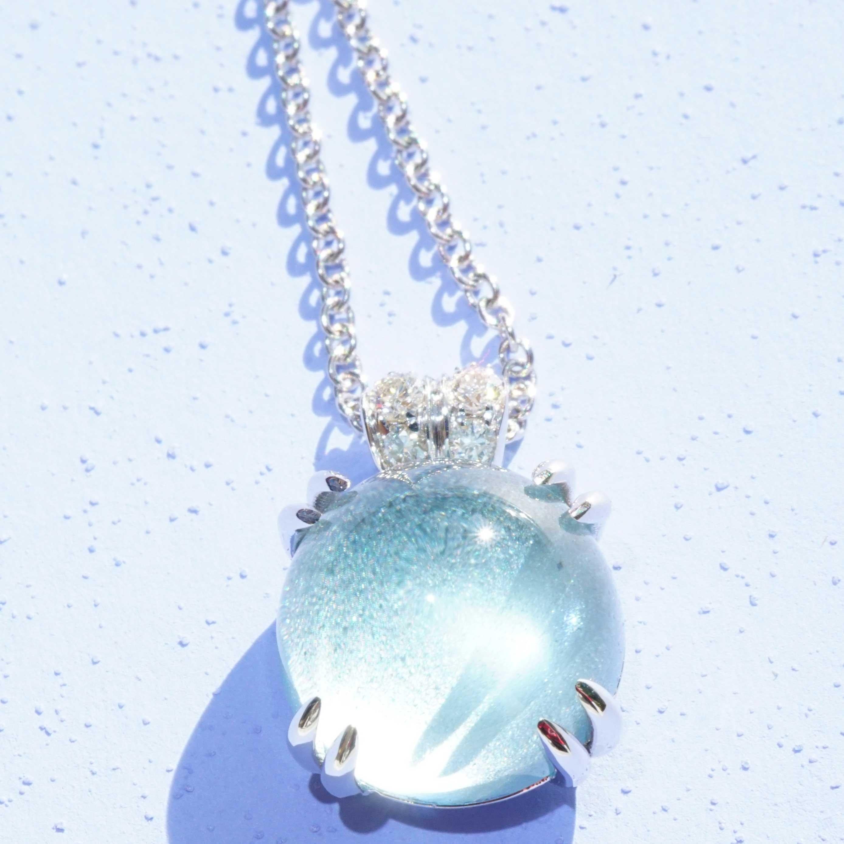 Collier d'aigue-marine Brilliante avec chaîne douce Bubbles made in Italy so unique en vente 1