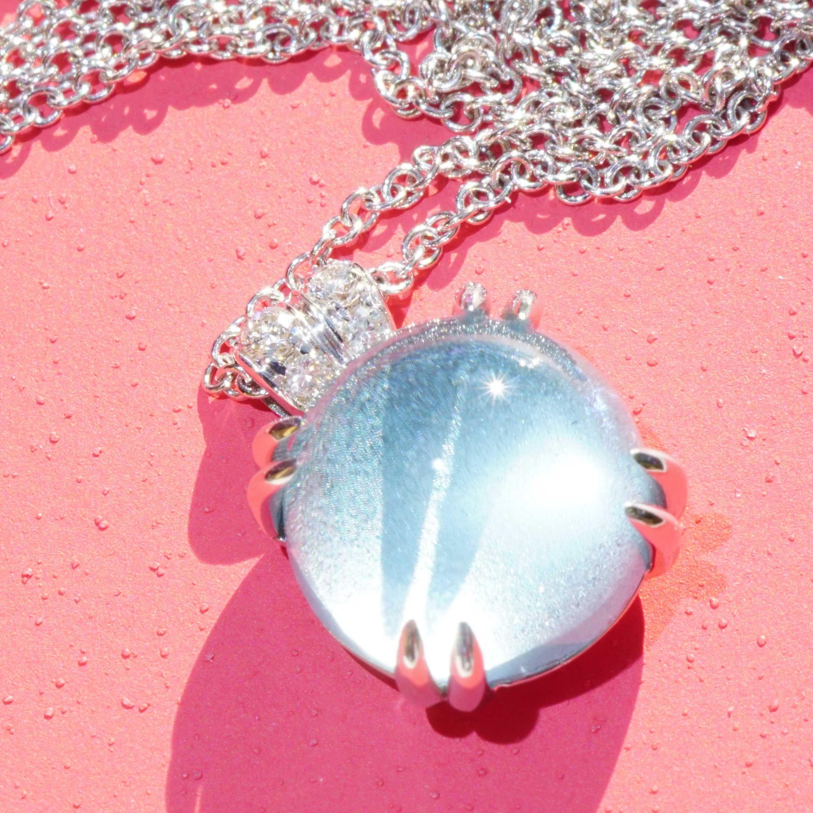 Collier d'aigue-marine Brilliante avec chaîne douce Bubbles made in Italy so unique en vente 2