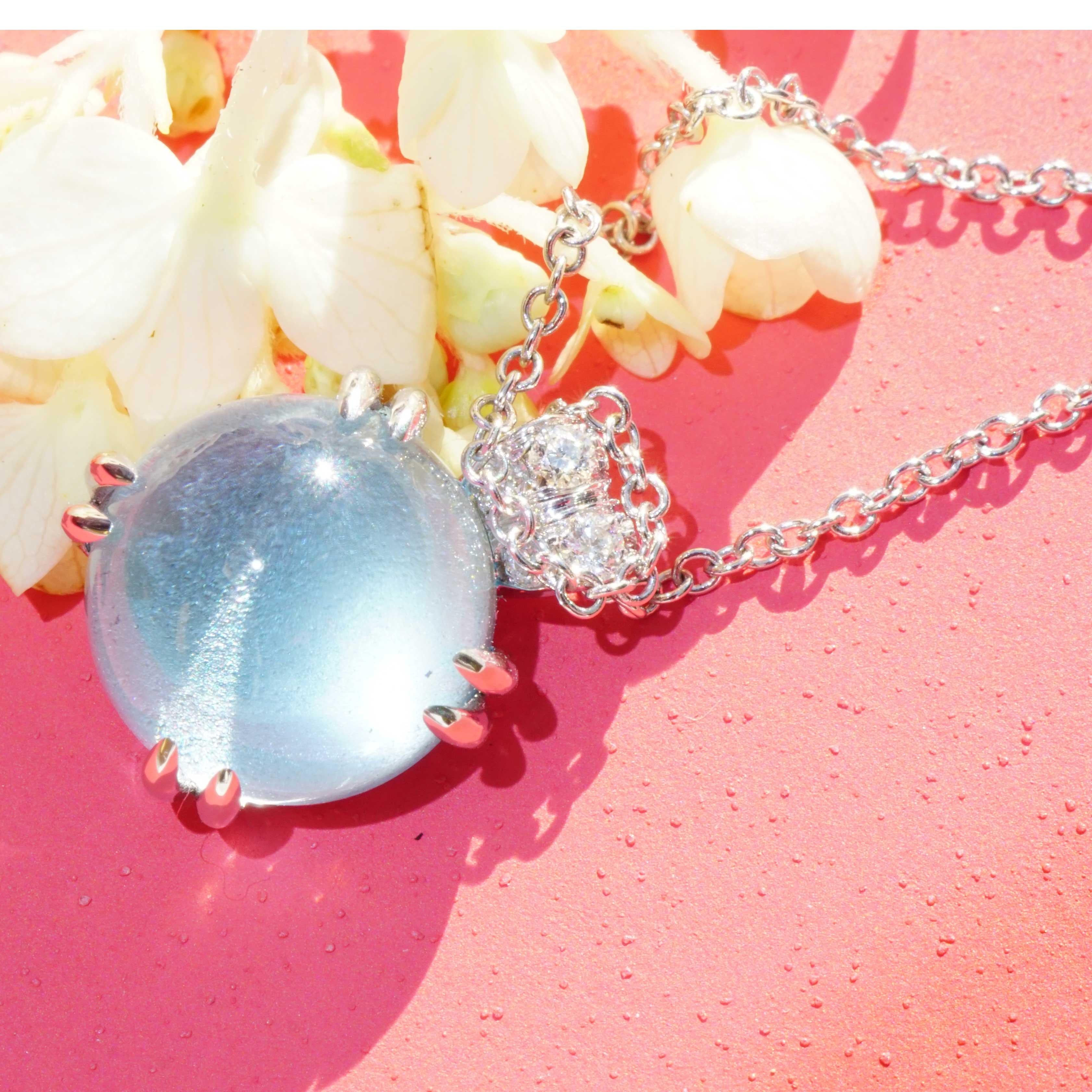 Collier d'aigue-marine Brilliante avec chaîne douce Bubbles made in Italy so unique en vente 3