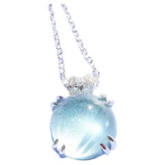 Aquamarine Brilliant Necklace with Chain sweet Bubbles made in Italy so unique