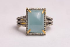 Aquamarine Cabochon and Diamond Ring