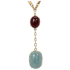 Collar Lariat Cabujón Aguamarina 15.40 Quilates