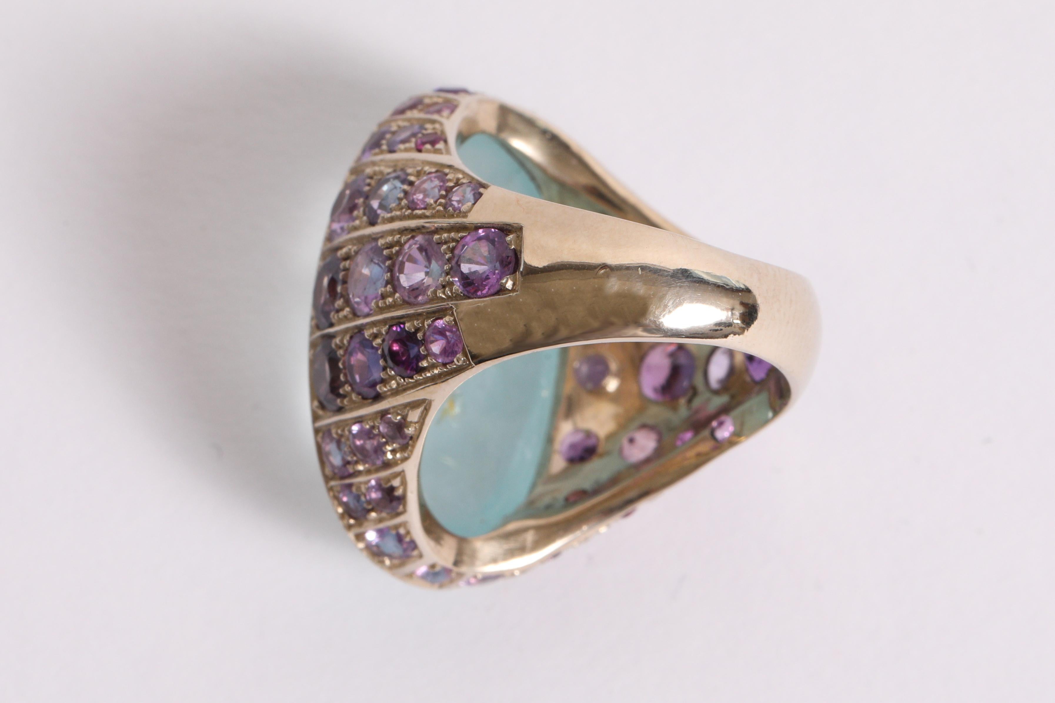Aquamarine Cabochon Ring Created by Marion Jeantet 1