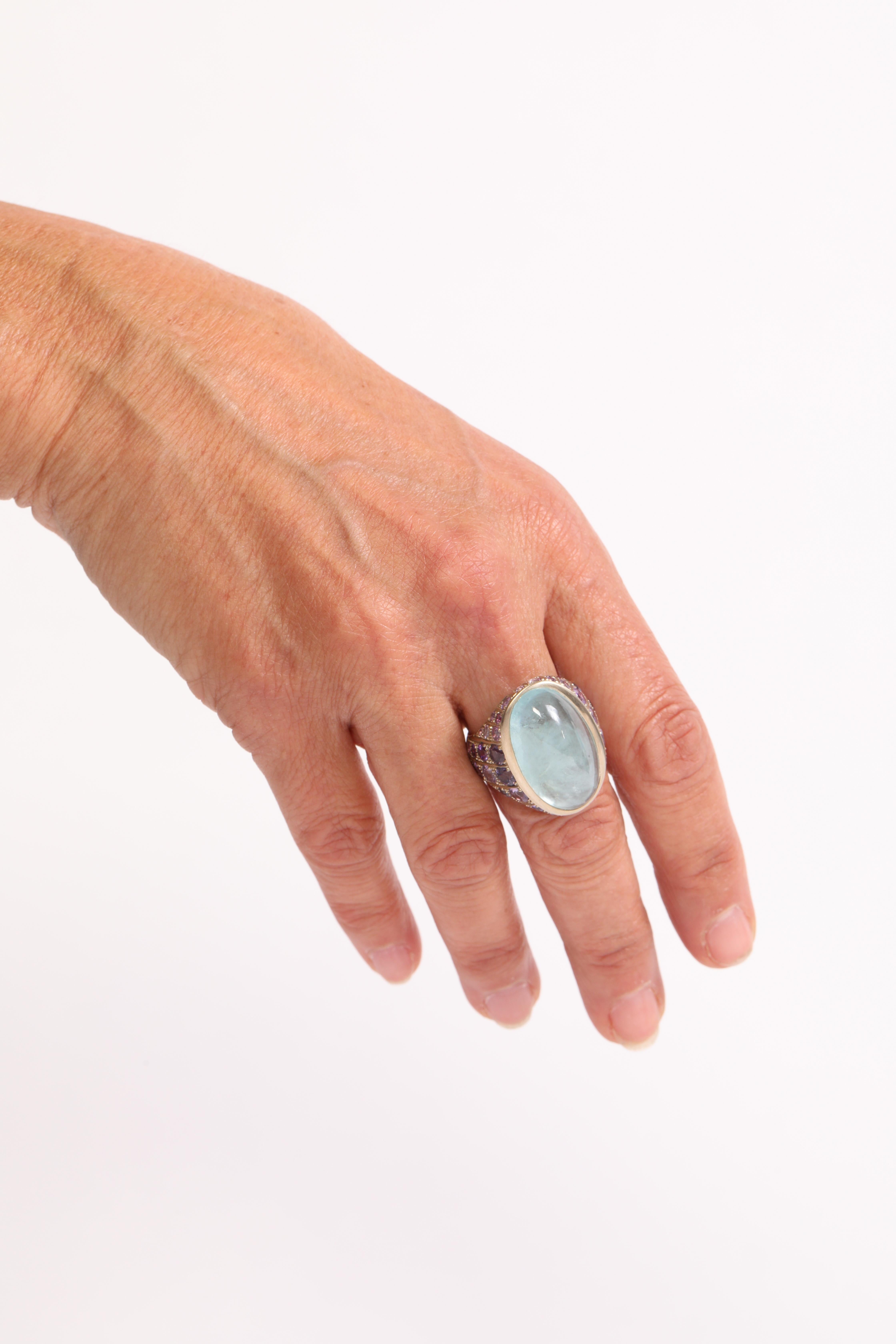 Aquamarine Cabochon Ring Created by Marion Jeantet 4