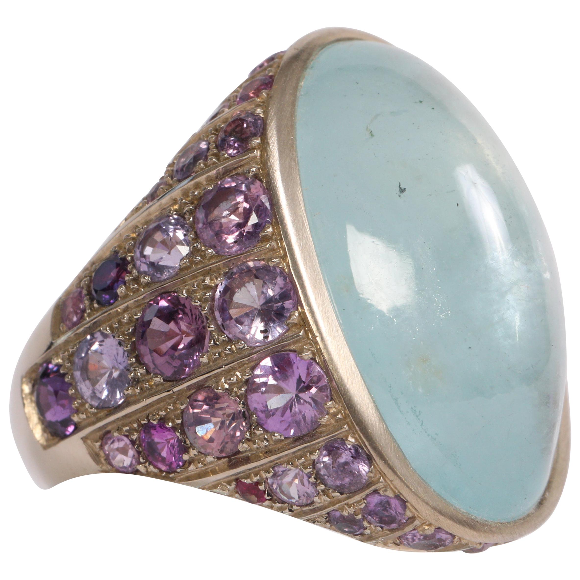 Aquamarine Cabochon Ring Created by Marion Jeantet