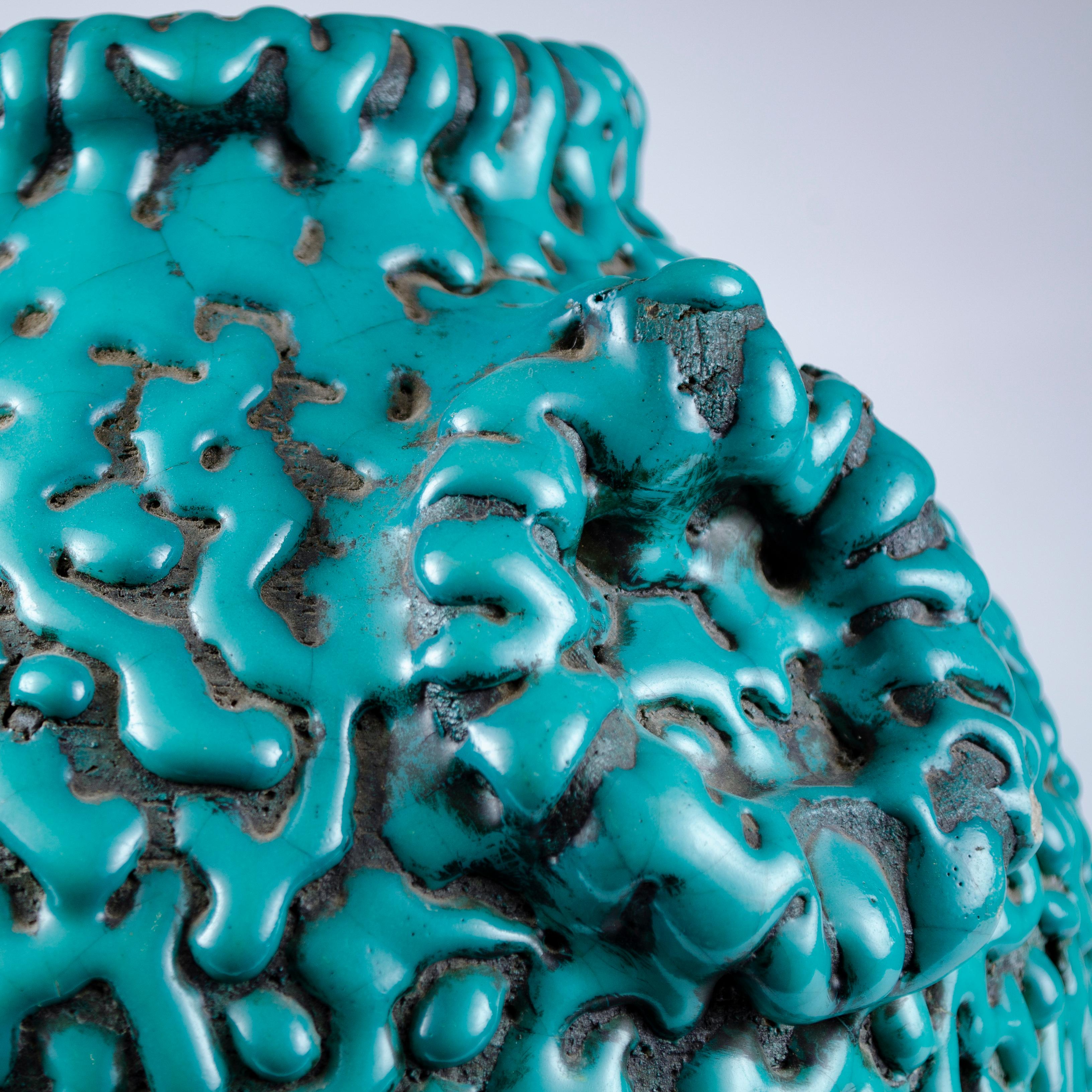 Art Deco Aquamarine Ceramic Vase by Jean Besnard For Sale