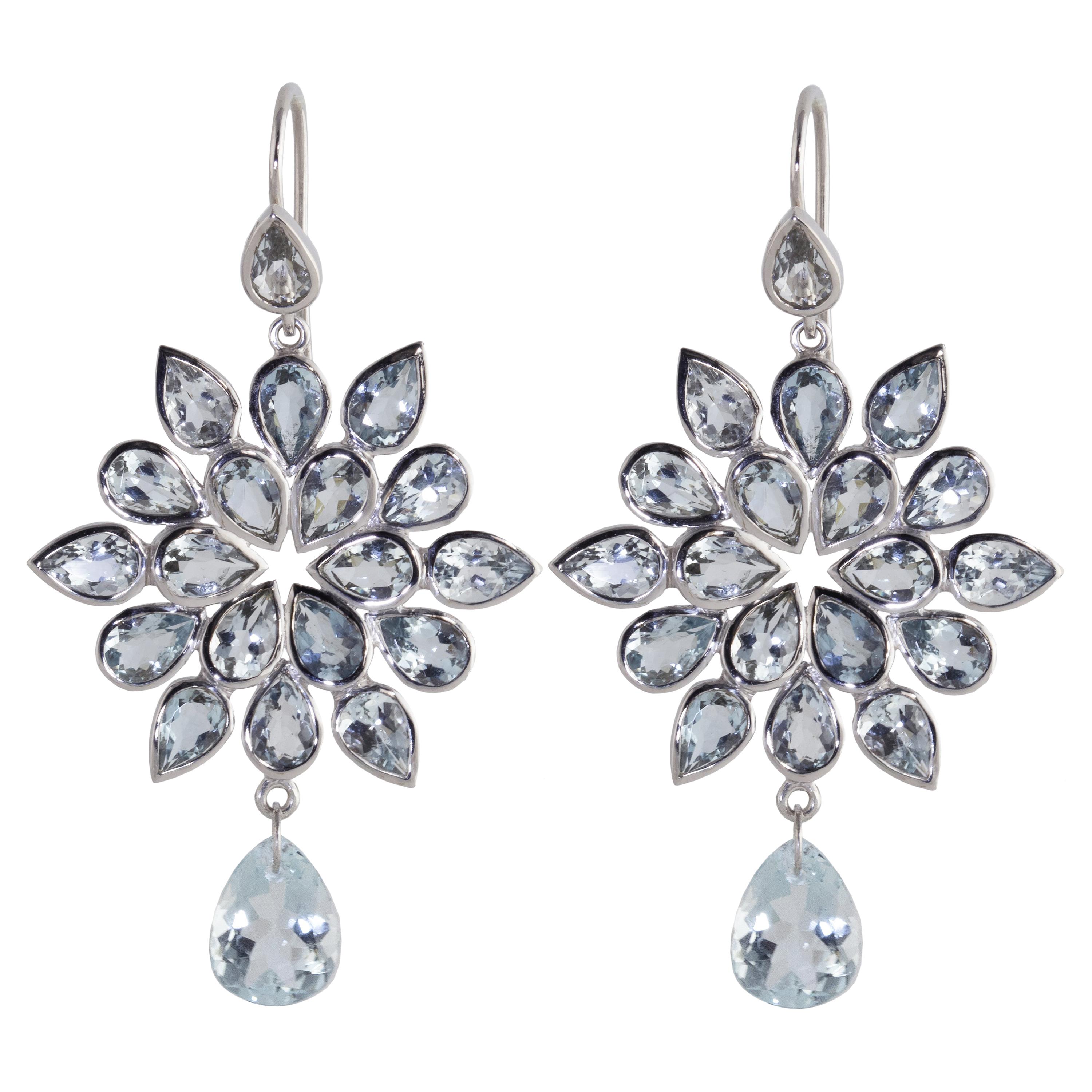 Ico & the Bird Fine Jewelry 14.25 carat Aquamarine Chandelier Gold Earrings