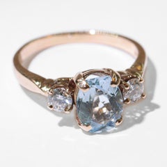 Aquamarine & Clean, White Diamond Ring of Elegant Restraint