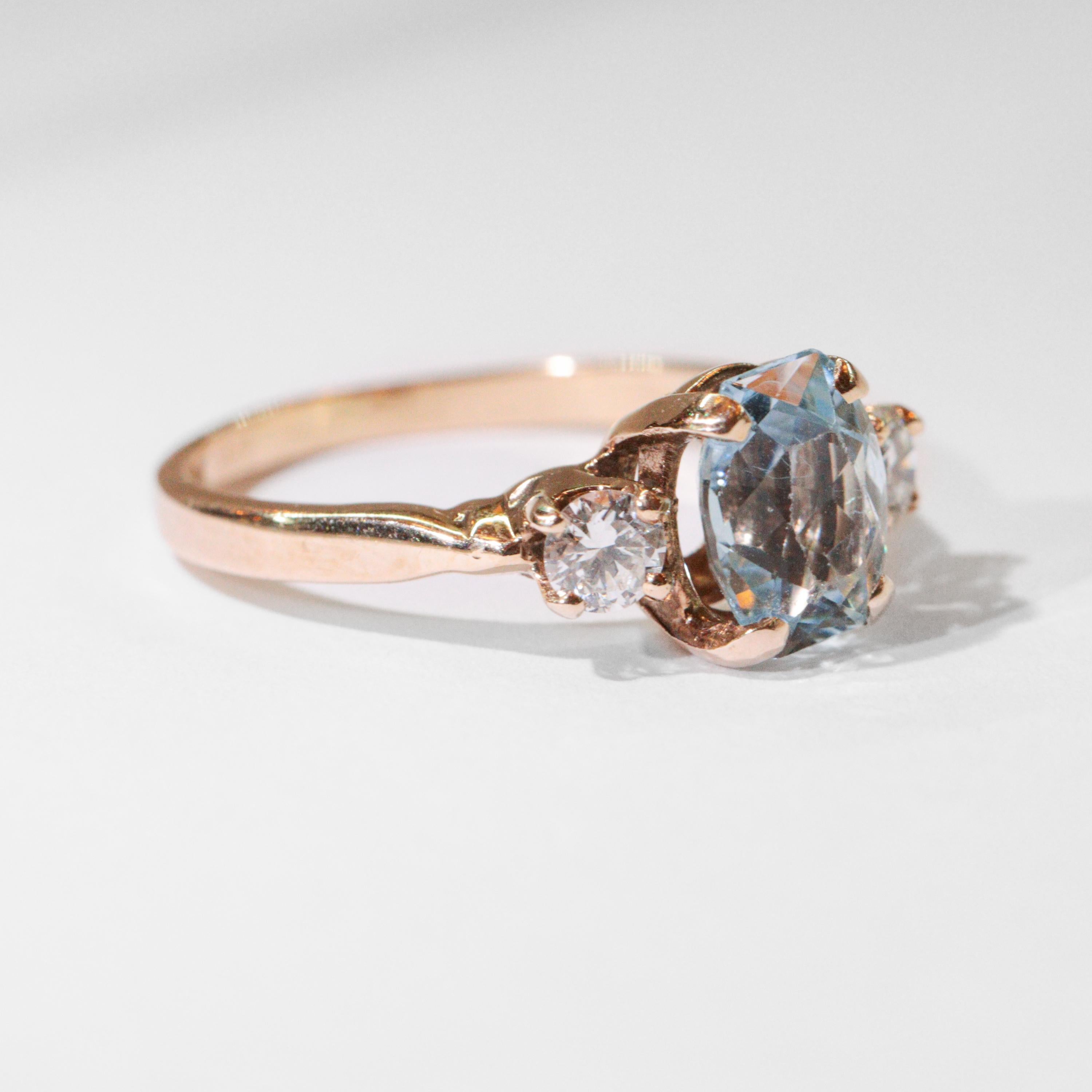 Modern Aquamarine & Clean, White Diamond Ring of Elegant Restraint For Sale