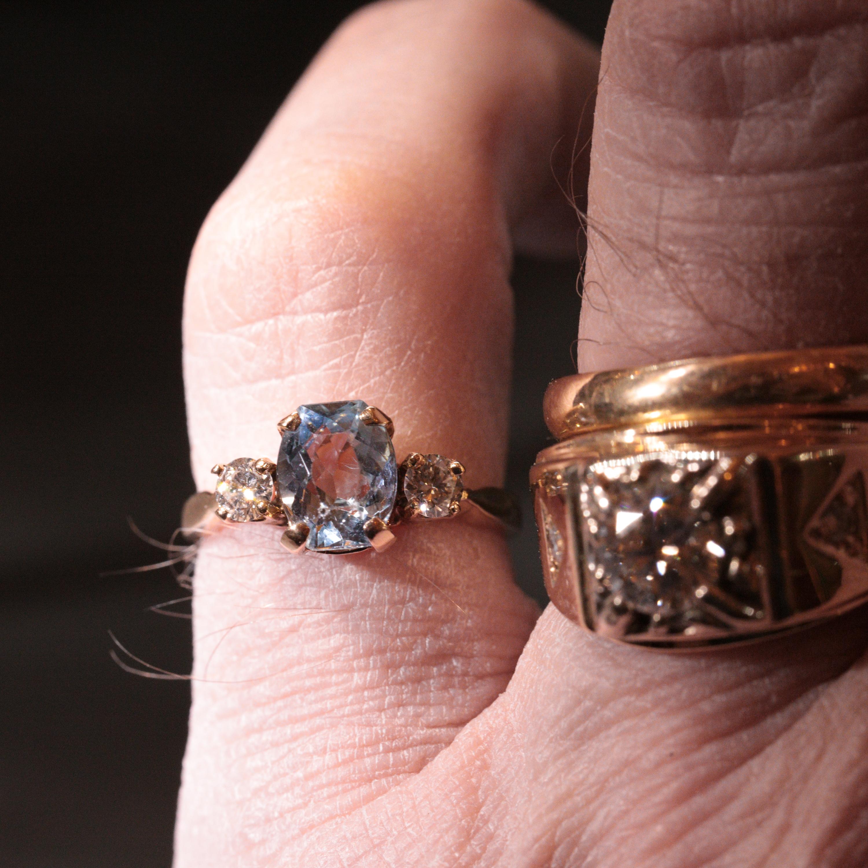 Aquamarine & Clean, White Diamond Ring of Elegant Restraint For Sale 1