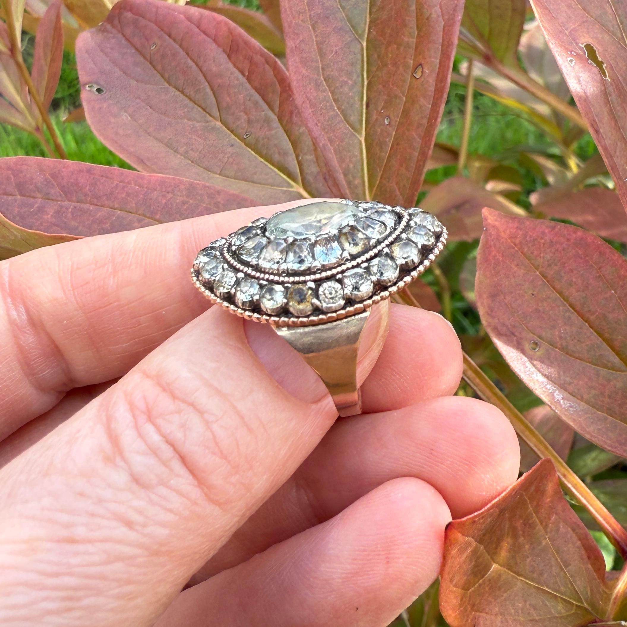 Bague d'aigue-marine en argent et en or. Portugais, fin du XVIIIe siècle. en vente 8