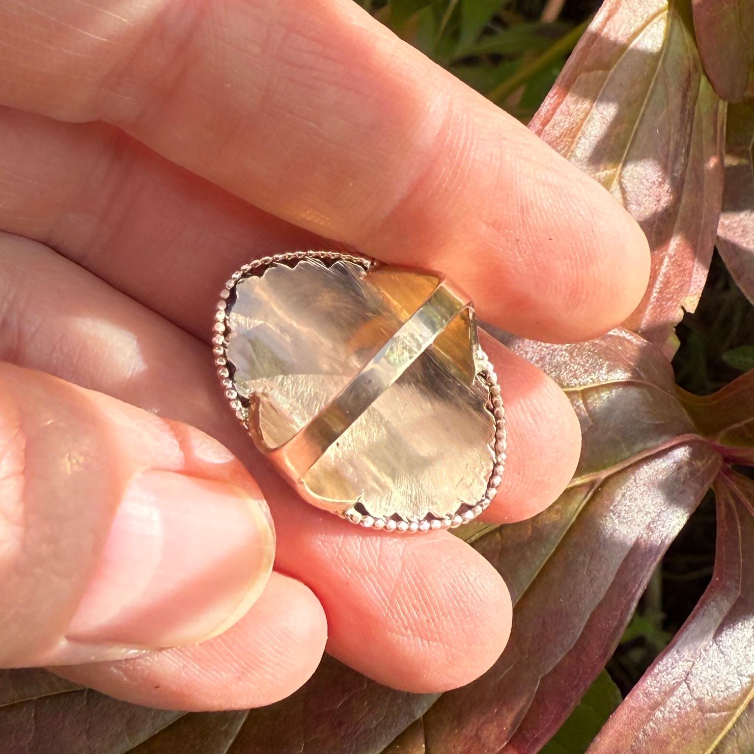 Bague d'aigue-marine en argent et en or. Portugais, fin du XVIIIe siècle. en vente 2