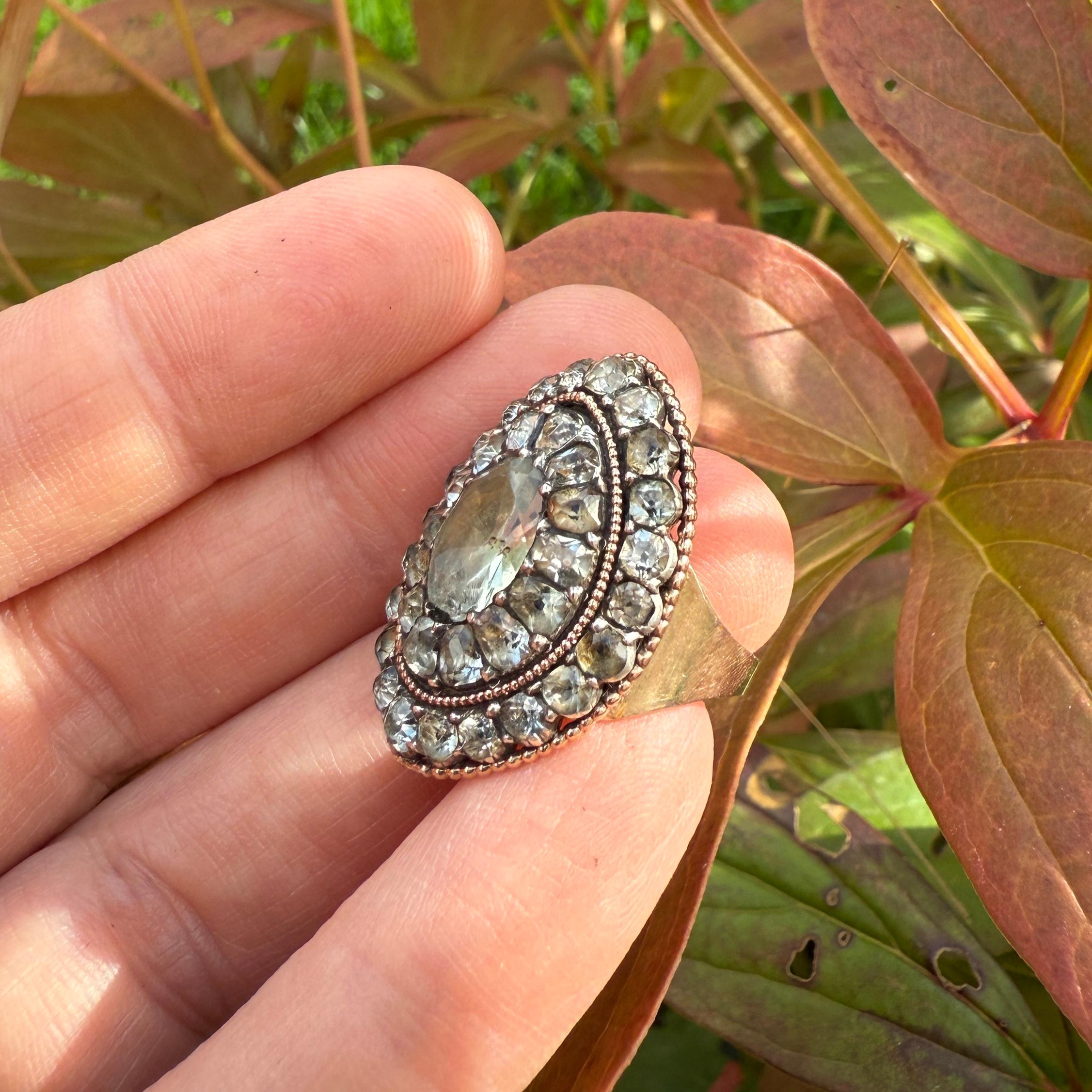 Bague d'aigue-marine en argent et en or. Portugais, fin du XVIIIe siècle. en vente 5