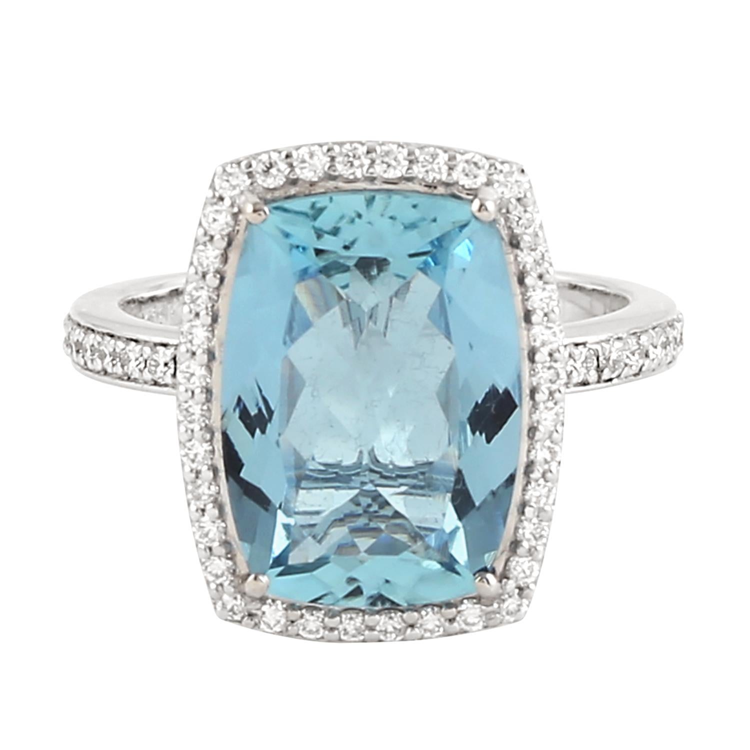 Taille mixte Bague cocktail en or blanc 18 carats avec diamants en vente