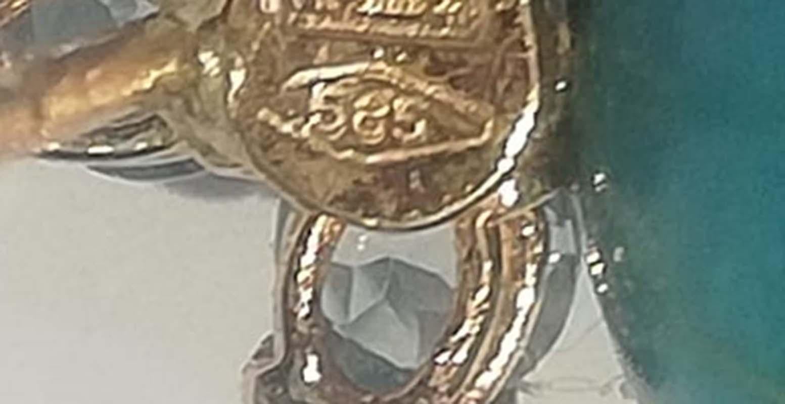 Boucles d'oreilles aigue-marine couleur topaze, diamants, magnésite, or rose 14 carats. Pour femmes en vente