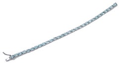 Aquamarine Colour Topazs, 14 Karat White Gold Tennis Bracelet.