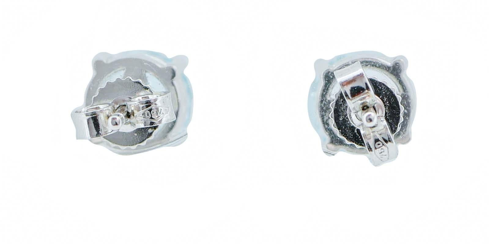 Modern Aquamarine Colour Topazs, 18 Karat White Gold Earrings. For Sale