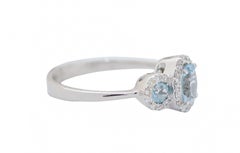 Aquamarine Colour Topazs, Diamonds, 18 Karat White Gold Ring.