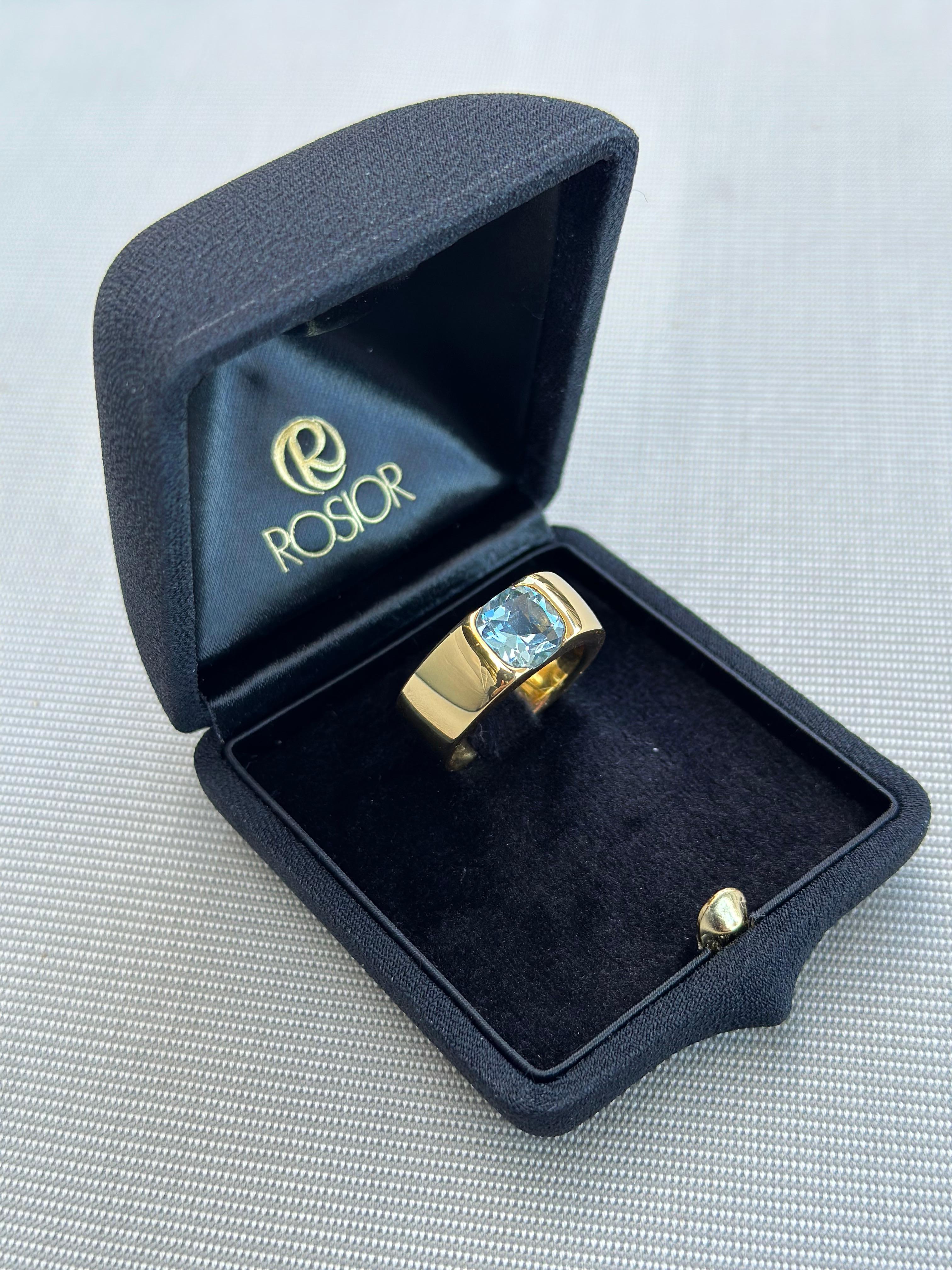 Aquamarine Contemporary Band Ring set in Yellow Gold 2