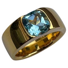 Aquamarine Contemporary Band Ring set in Yellow Gold
