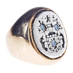 Anello con crestomazia di acquamarina in argento sterling e bronzo J DAUPHIN