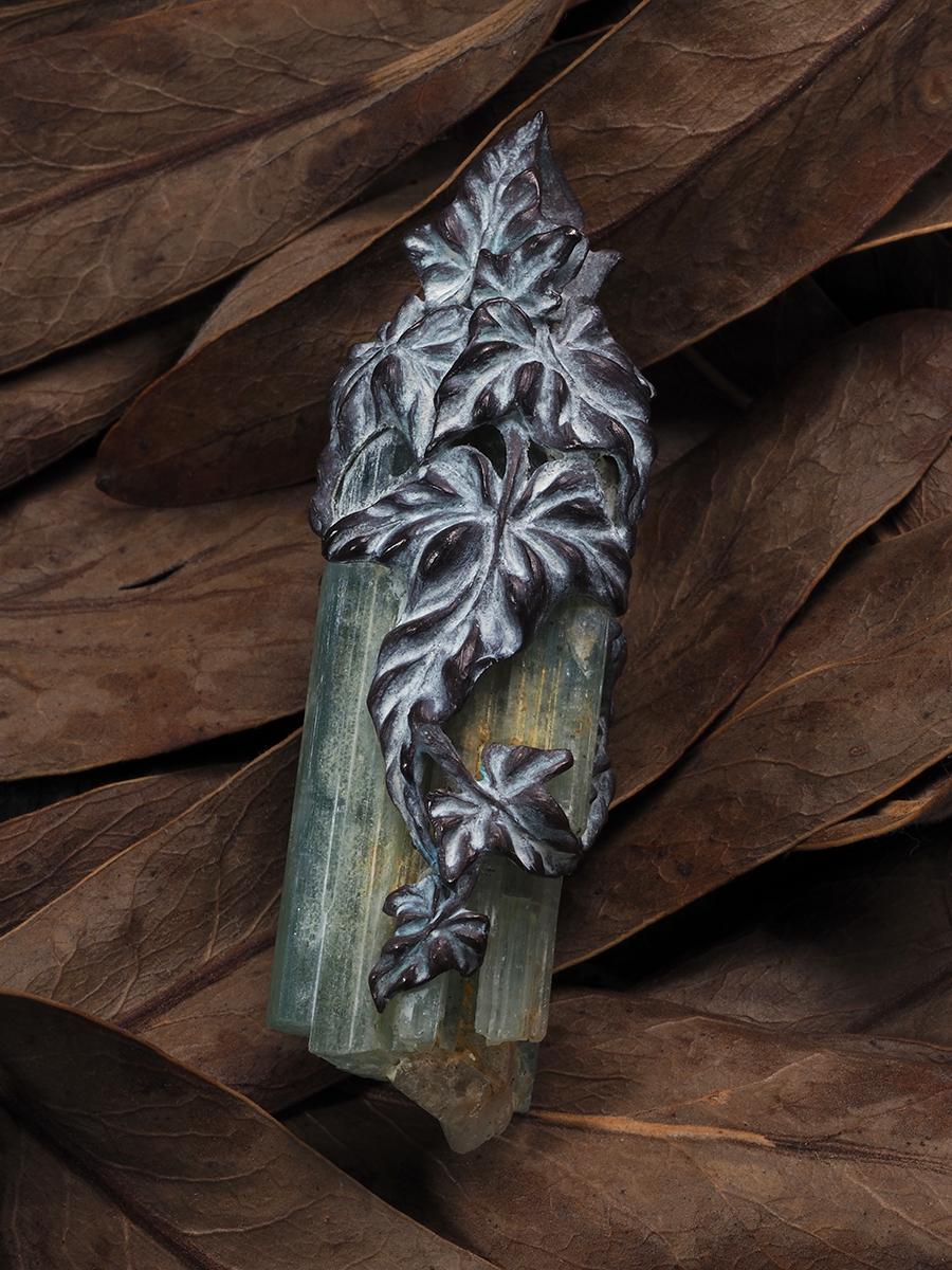 Aquamarine Crystal Necklace Ivy Snow Blue Beryl Raw Uncut Gem St Valentines Gift For Sale 9