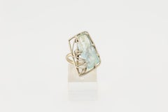 Aquamarine crystal ring