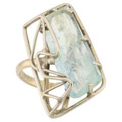 Aquamarine crystal ring