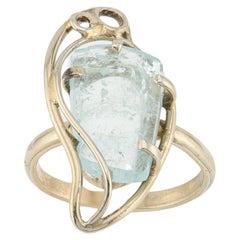 Aquamarine crystal ring