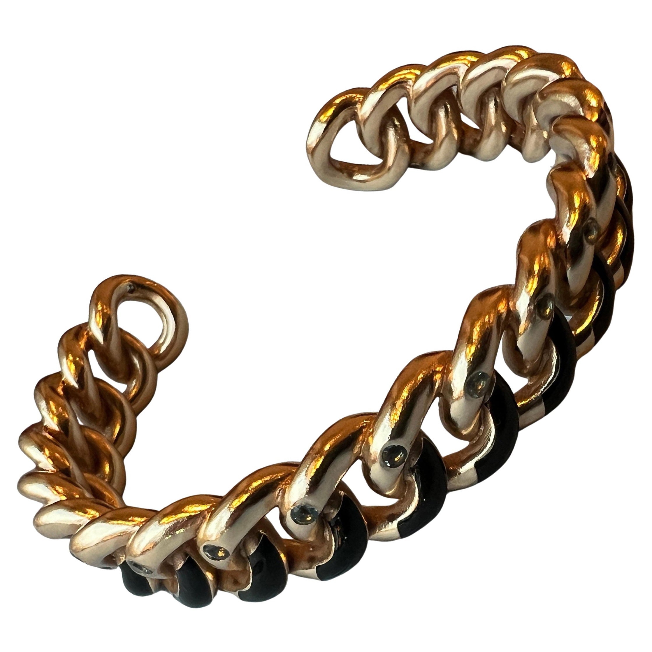 Bracciale con acquamarina in stile vittoriano con smalto nero
