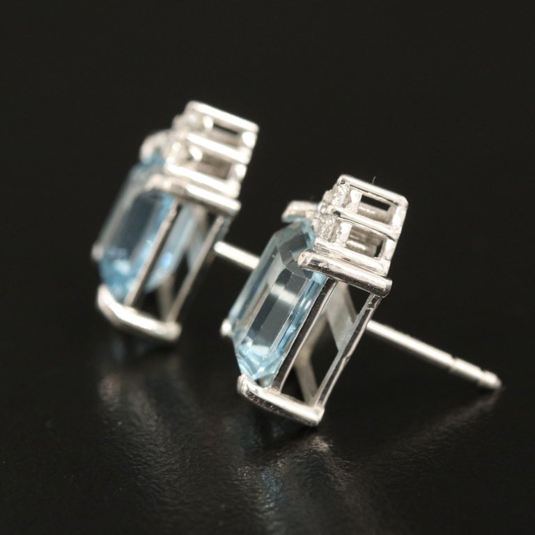 Aquamarine Dangle Drop Earrings, Unique Aquamarine and Diamond Earrings